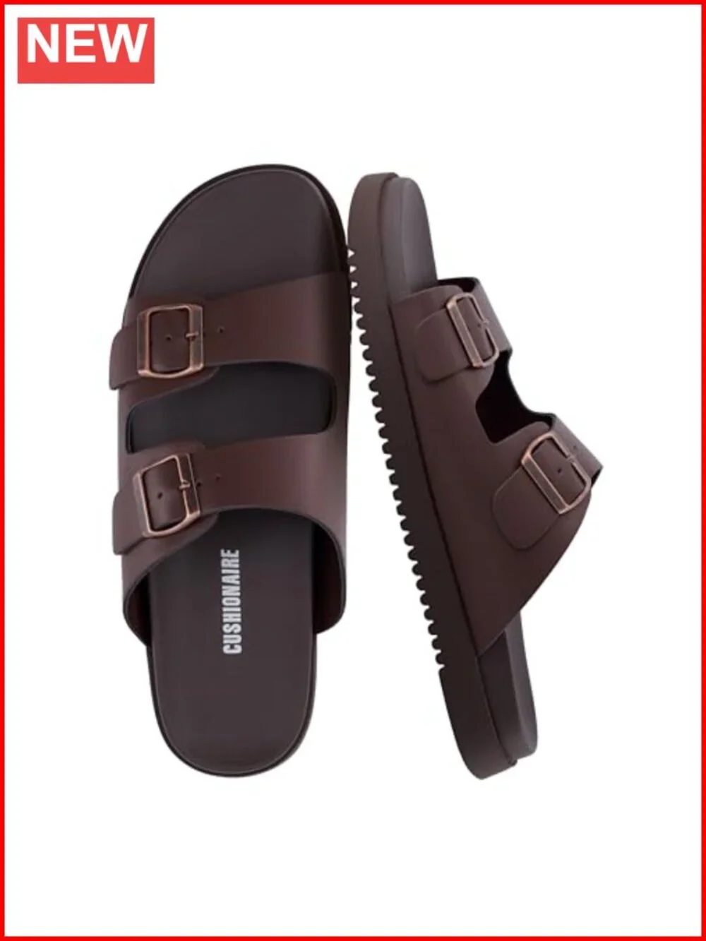 Slip On Slides for Men with Adjustable Straps, Cushioned Footbed and Ridged